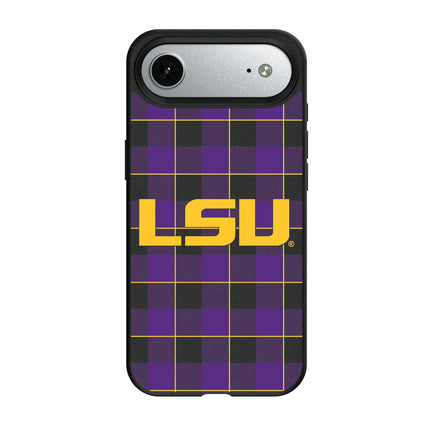 Louisiana State University Tigers Plaid MagSafe Compatible Phone Case for Apple iPhone