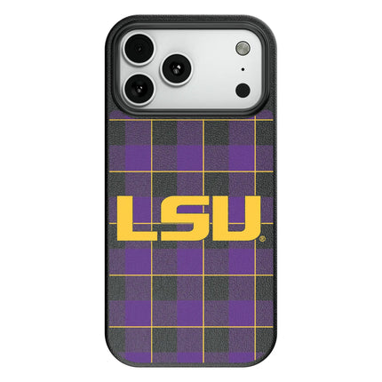 Louisiana State University Tigers Plaid MagSafe Compatible Phone Case for Apple iPhone