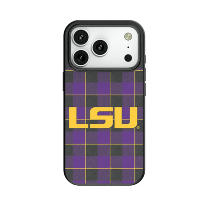 Louisiana State University Tigers Plaid MagSafe Compatible Phone Case for Apple iPhone