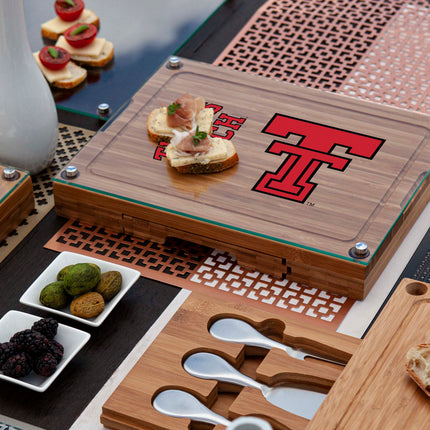 Texas Tech Red Raiders Glass Top Cheese Cutting Board & Tools Set
