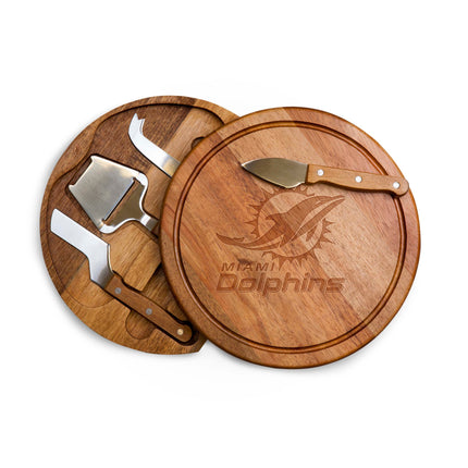 Miami Dolphins - Acacia Circo Cheese Cutting Board & Tools Set