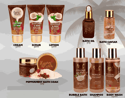 Luxury Tropical Coconut & Mint Bath Gift Set