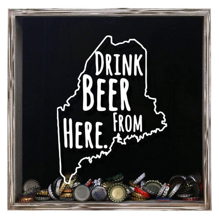 Maine Drink Beer From Here Beer Cap Shadow Box