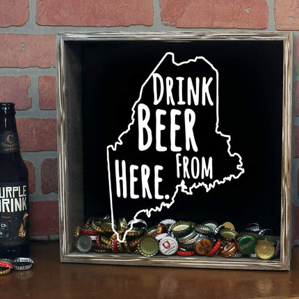 Maine Drink Beer From Here Beer Cap Shadow Box