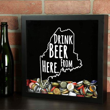 Maine Drink Beer From Here Beer Cap Shadow Box