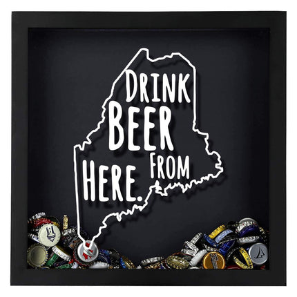 Maine Drink Beer From Here Beer Cap Shadow Box