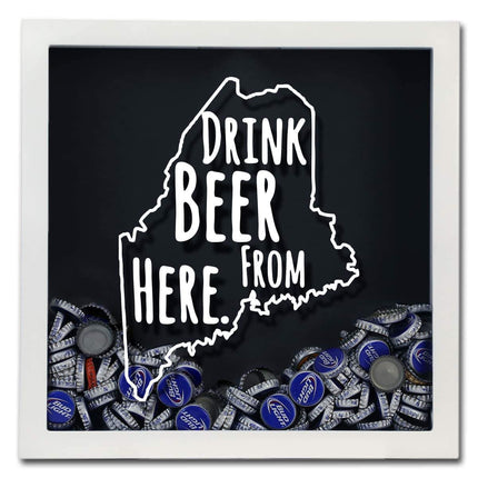 Maine Drink Beer From Here Beer Cap Shadow Box