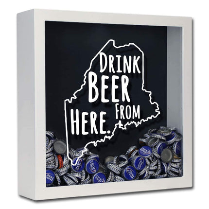 Maine Drink Beer From Here Beer Cap Shadow Box