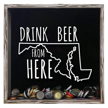 Maryland Drink Beer From Here Beer Cap Shadow Box