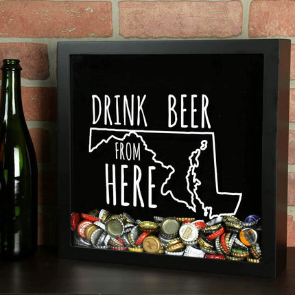 Maryland Drink Beer From Here Beer Cap Shadow Box