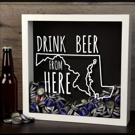Maryland Drink Beer From Here Beer Cap Shadow Box