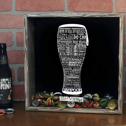 Massachusetts Beer Typography Shadow Box