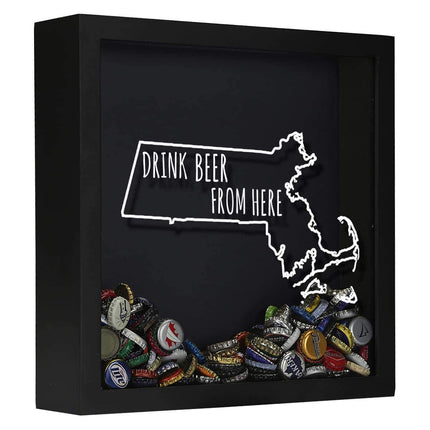 Massachusetts Drink Beer From Here Beer Cap Shadow Box