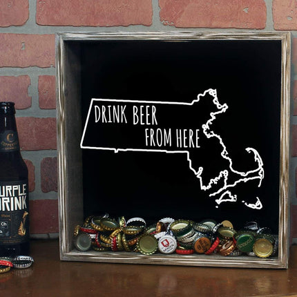 Massachusetts Drink Beer From Here Beer Cap Shadow Box