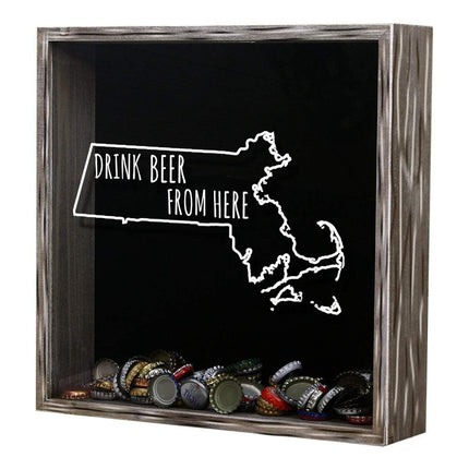 Massachusetts Drink Beer From Here Beer Cap Shadow Box