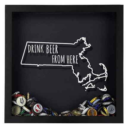 Massachusetts Drink Beer From Here Beer Cap Shadow Box