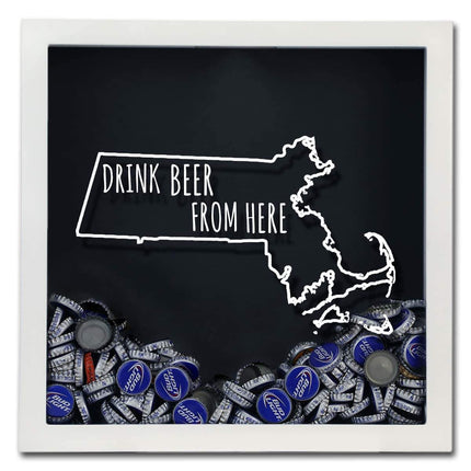 Massachusetts Drink Beer From Here Beer Cap Shadow Box