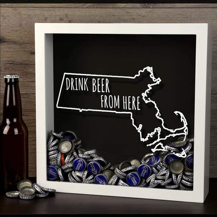 Massachusetts Drink Beer From Here Beer Cap Shadow Box
