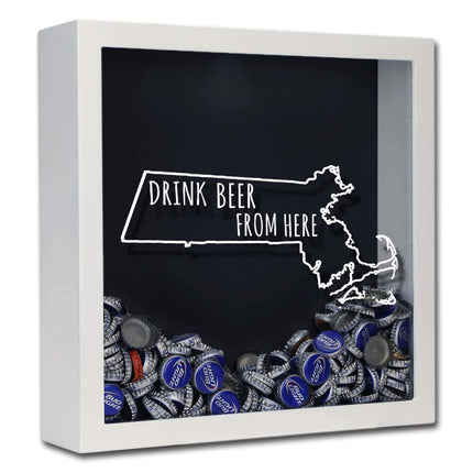 Massachusetts Drink Beer From Here Beer Cap Shadow Box