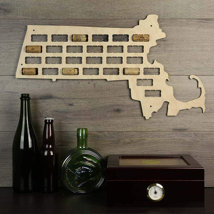 Massachusetts Wine Cork Map