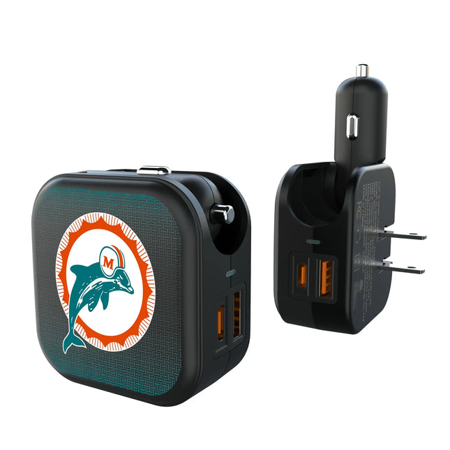 Miami Dolphins 1966-1973 Historic Collection Linen 2 in 1 USB A/C Charger