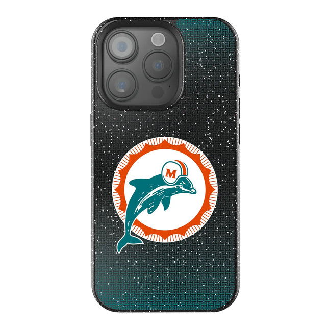 Miami Dolphins 1966-1973 Historic Collection Linen Black Bling Phone Case for Apple iPhone