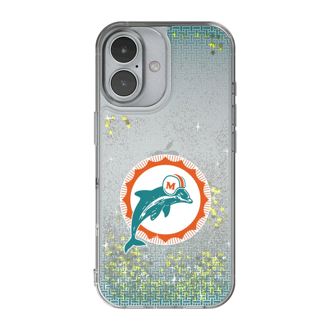 Miami Dolphins 1966-1973 Historic Collection Linen Glitter Phone Case for Apple iPhone