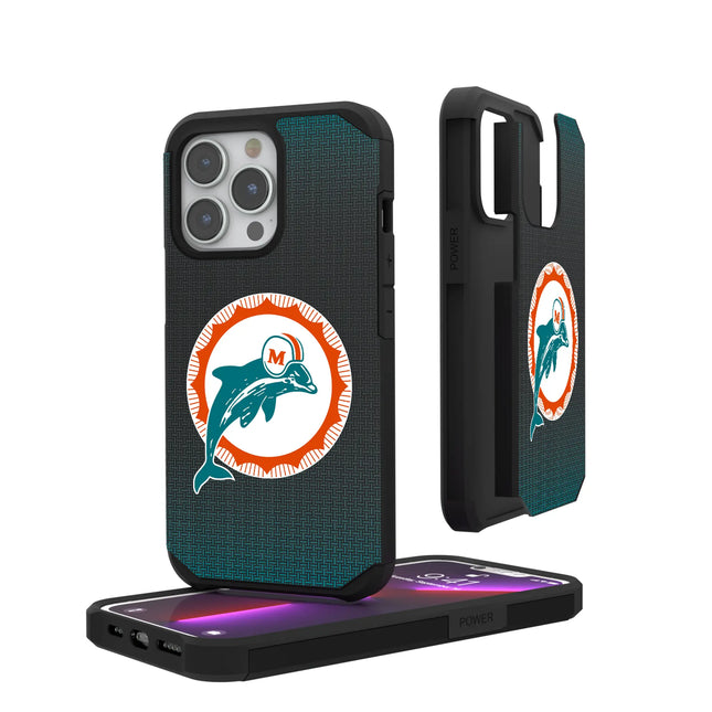 Miami Dolphins 1966-1973 Historic Collection Linen Rugged Phone Case for Apple iPhone