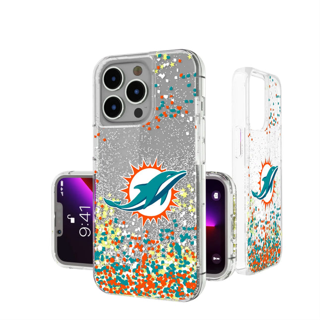 Miami Dolphins Confetti Glitter Phone Case for Apple iPhone