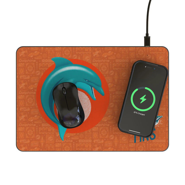 Miami Dolphins Deco 15-Watt Wireless Charger and Mouse Pad