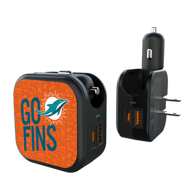 Miami Dolphins Deco 2 in 1 USB A/C Charger