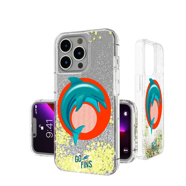 Miami Dolphins Deco Glitter Phone Case for Apple iPhone