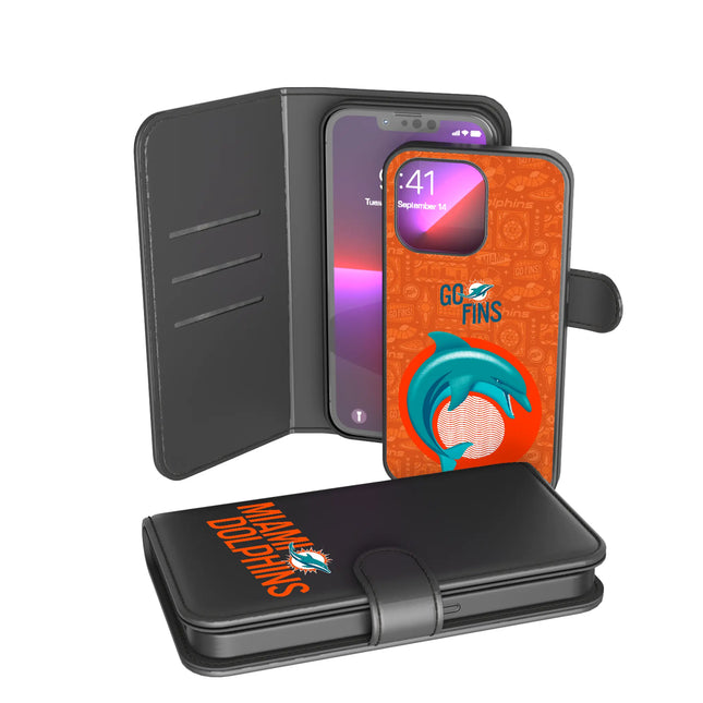 Miami Dolphins Deco Wallet Phone Case for Apple iPhone
