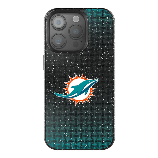 Miami Dolphins Linen Black Bling Phone Case for Apple iPhone