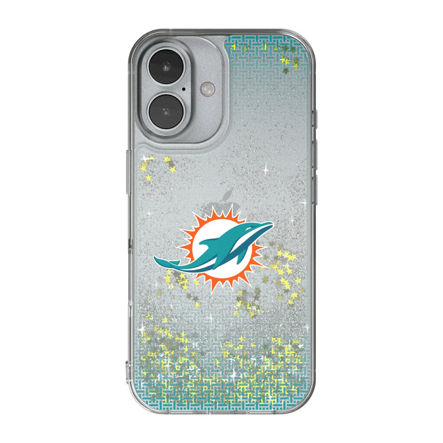 Miami Dolphins Linen Glitter Phone Case for Apple iPhone