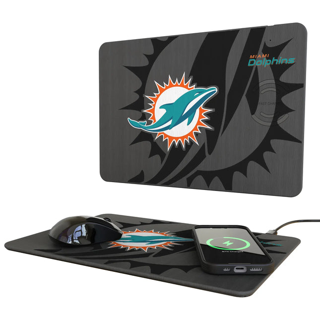 Miami Dolphins Monocolor Tilt 15-Watt Wireless Charger and Mouse Pad