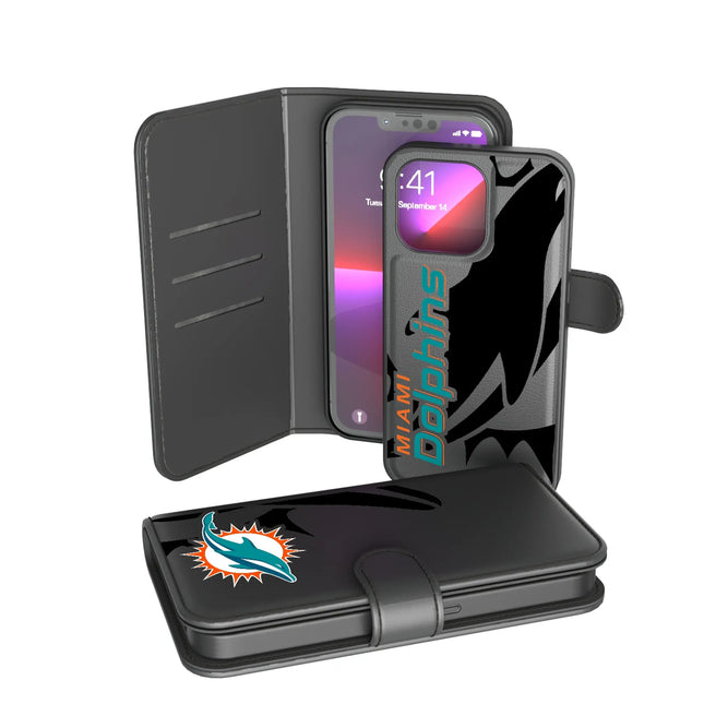 Miami Dolphins Monocolor Tilt Wallet Phone Case for Apple iPhone