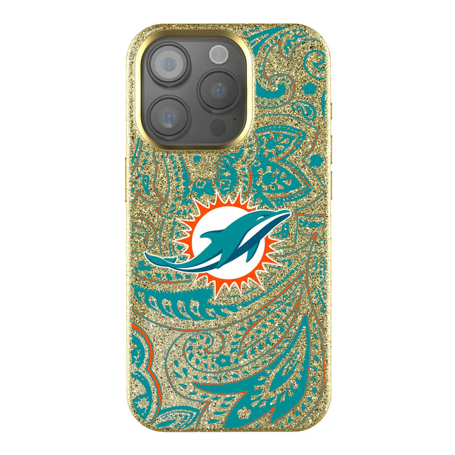 Miami Dolphins Paisley Bling Phone Case for Apple iPhone