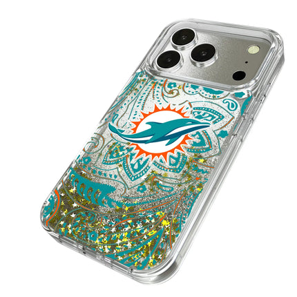 Miami Dolphins Paisley Glitter Phone Case for Apple iPhone