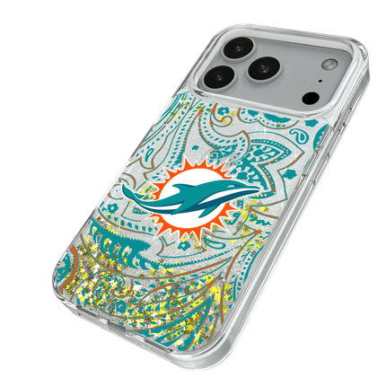 Miami Dolphins Paisley Glitter Phone Case for Apple iPhone
