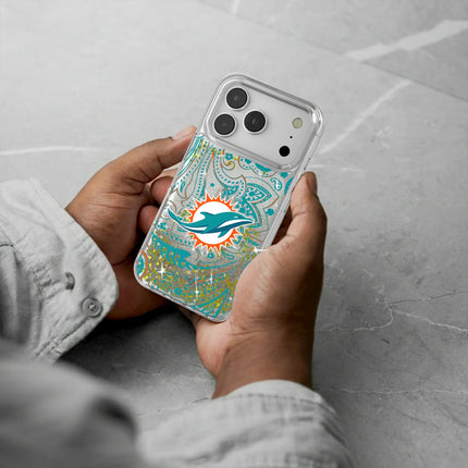 Miami Dolphins Paisley Glitter Phone Case for Apple iPhone