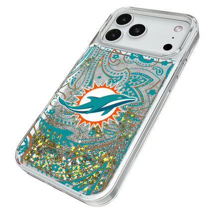 Miami Dolphins Paisley Glitter Phone Case for Apple iPhone