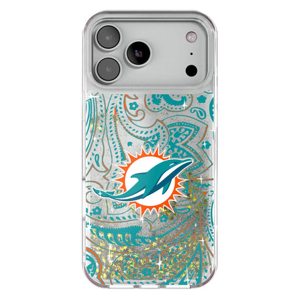 Miami Dolphins Paisley Glitter Phone Case for Apple iPhone