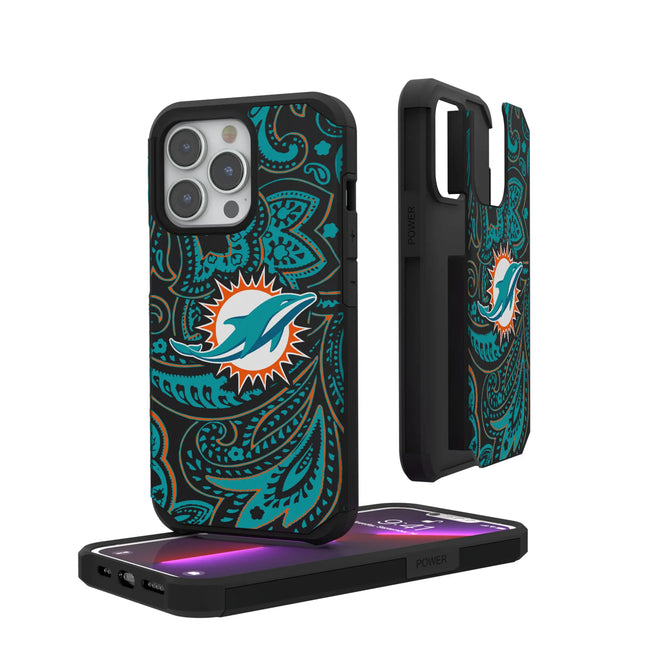 Miami Dolphins Paisley Rugged Phone Case for Apple iPhone