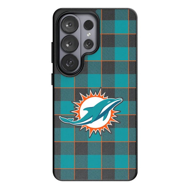 Miami Dolphins Plaid MagSafe Compatible Phone Case for Samsung Galaxy