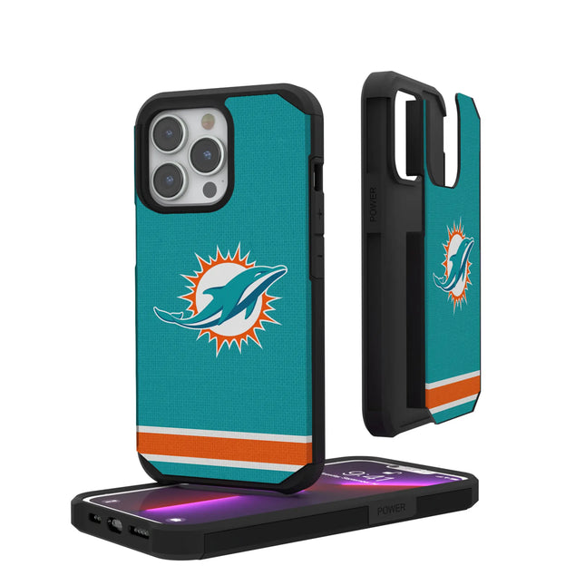 Miami Dolphins Stripe Rugged Phone Case for Apple iPhone