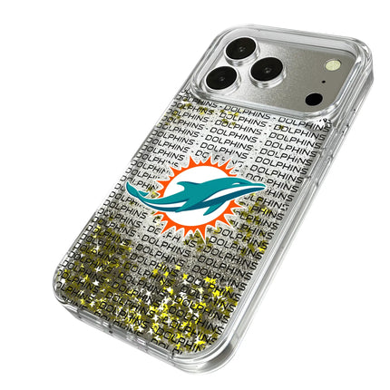 Miami Dolphins Text Backdrop Glitter Phone Case for Apple iPhone