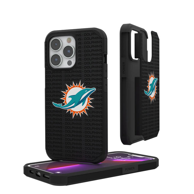 Miami Dolphins Text Backdrop Rugged Phone Case for Apple iPhone