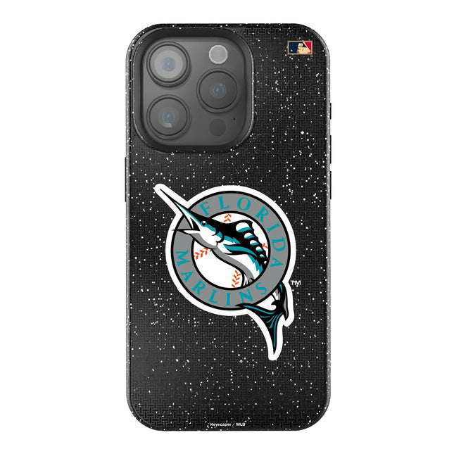 Miami Marlins 1993-2011 - Cooperstown Collection Linen Black Bling Phone Case for Apple iPhone