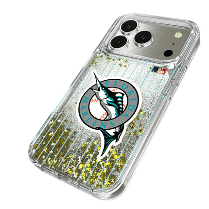 Miami Marlins 1993-2011 - Cooperstown Collection Pinstripe Glitter Phone Case for Apple iPhone